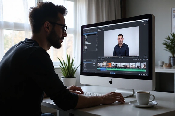 Person editing a YouTube video on a computer
