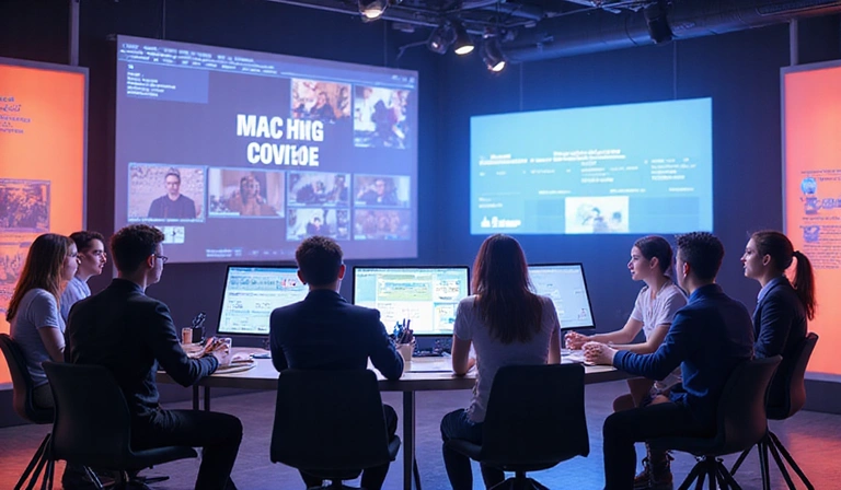 Creative team discussing a video project
